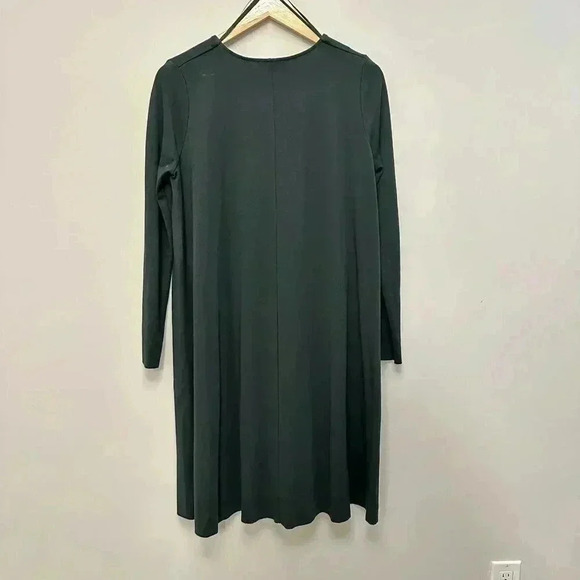 COS Wool Cotton Blend A-Line Long Sleeve Shift Jersey Dress Wool Panel Green M - Picture 11 of 16